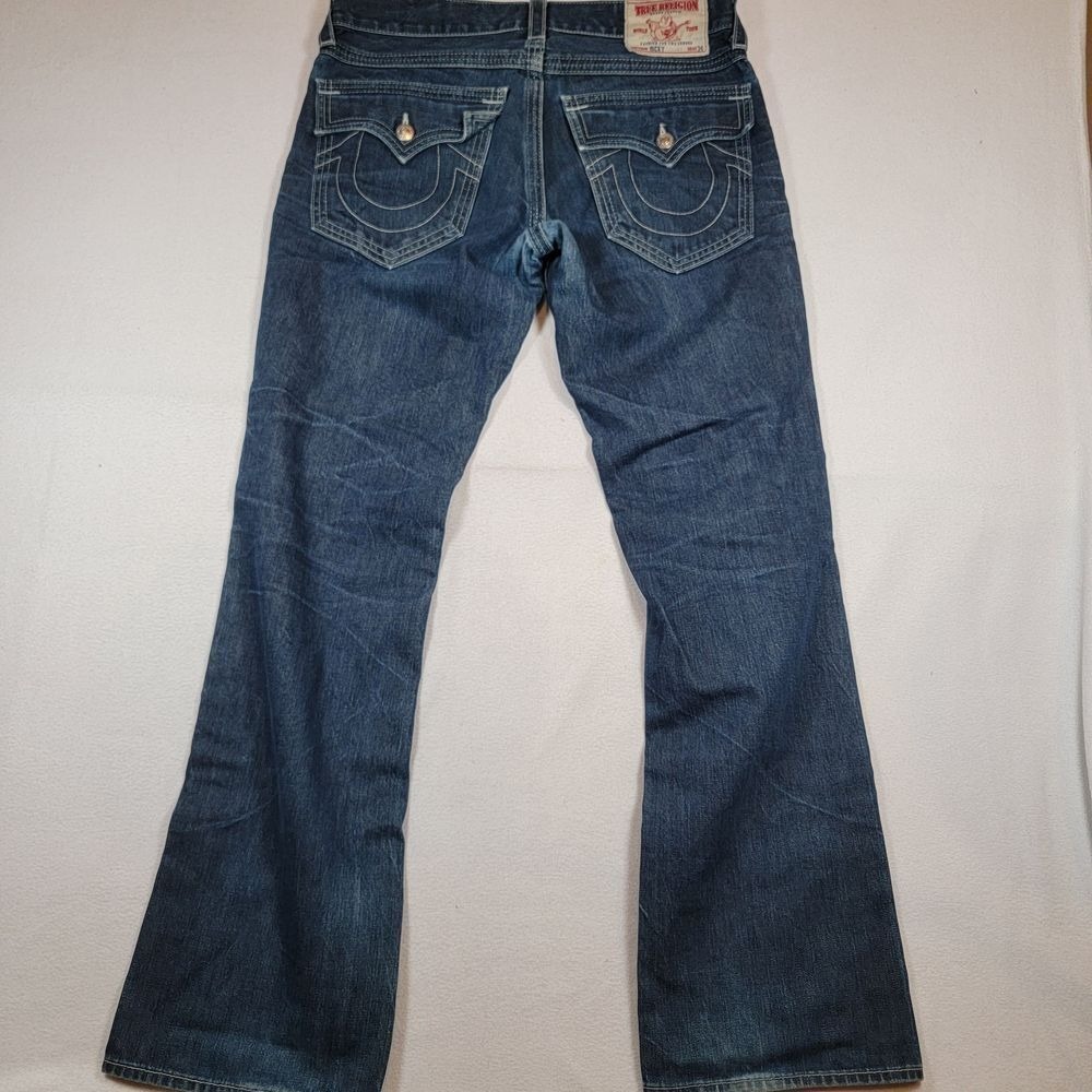 True Religion Men's‎ Ricky Jeans Sz 34 Blue Made in USA Relaxed Straight Y2K - Picture 2 of 13